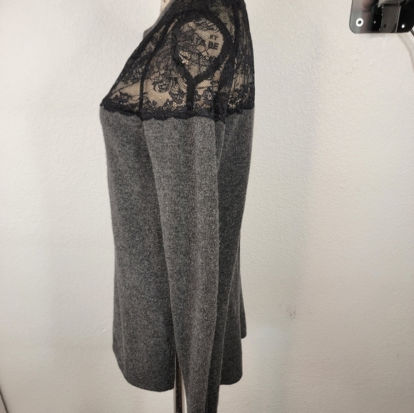 Robert Rodriguez Sz S Cashmere Sweater Thin Crewneck Lace Embroidered Longline - Picture 4 of 12